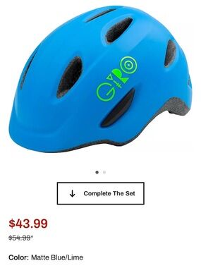 New Youth (baby) Giro bright blue helmet with neon yellow-green logo XS